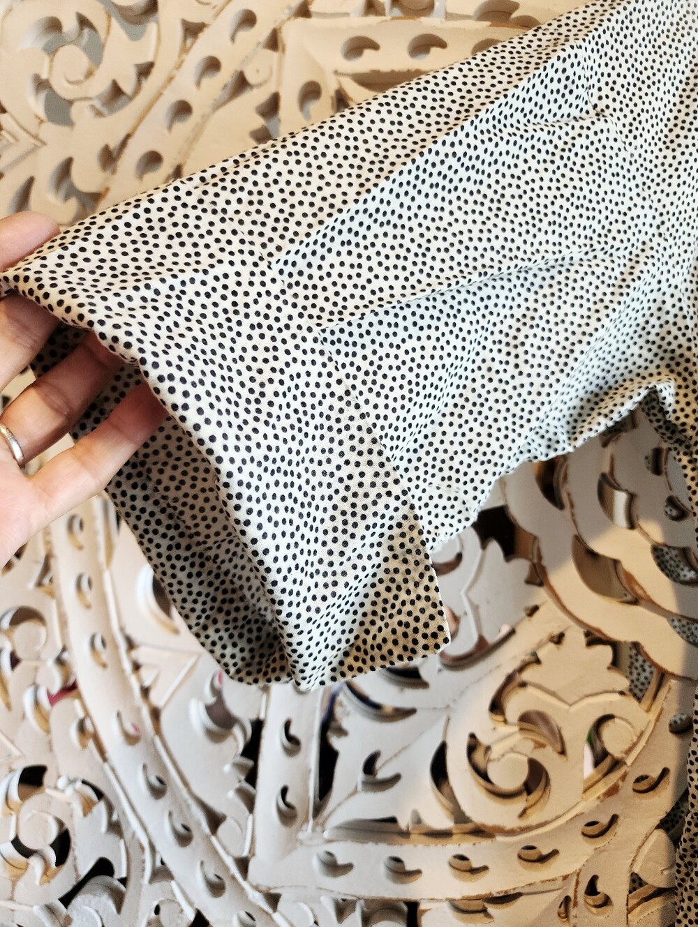 GUDRUN SJODEN POLKADOT FRONT BUTTON MIDI DRESS SIDE POCKETS 3/4 SLEEVES SZ LARGE - Picture 11 of 16